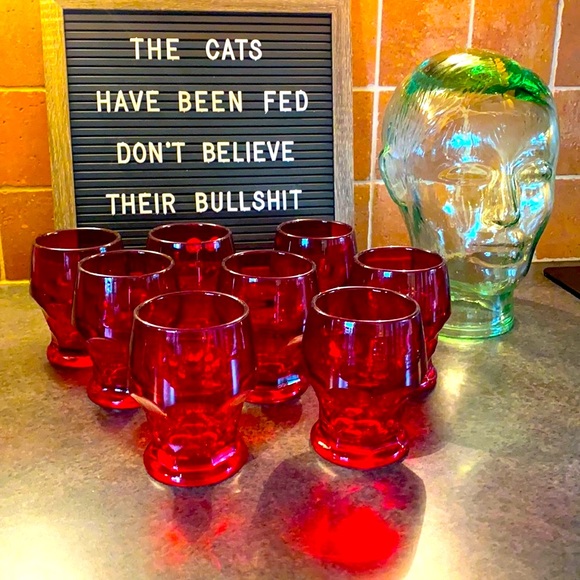 Vintage Ruby glass glasses - Picture 3 of 6